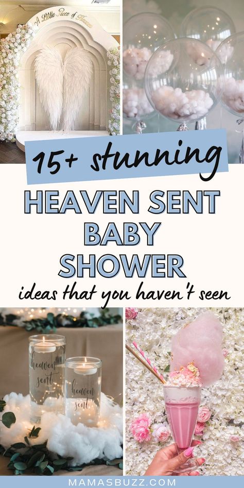 heaven sent baby shower Christian Baby Shower Themes, Classy Baby Shower Ideas, Heaven Sent Baby Shower Theme, Cute Baby Shower Themes, Modern Baby Shower Themes, Unique Baby Shower Decorations, Baby Shower Theme Ideas, Christian Baby Shower, April Baby Shower