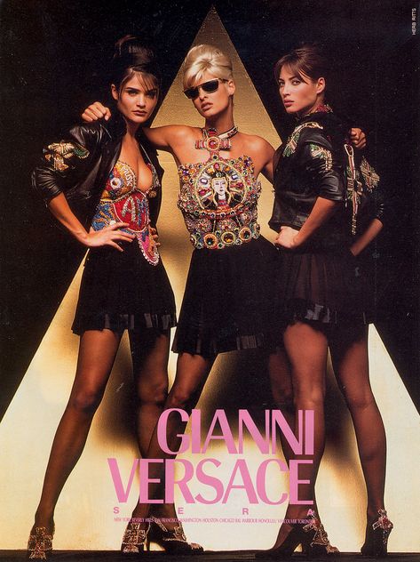 80s Versace 90's Supermodels, 90s Versace, Stephanie Seymour, Original Supermodels, Versace Fashion, 90s Supermodels, Fashion Ads, Helena Christensen, Vintage Versace