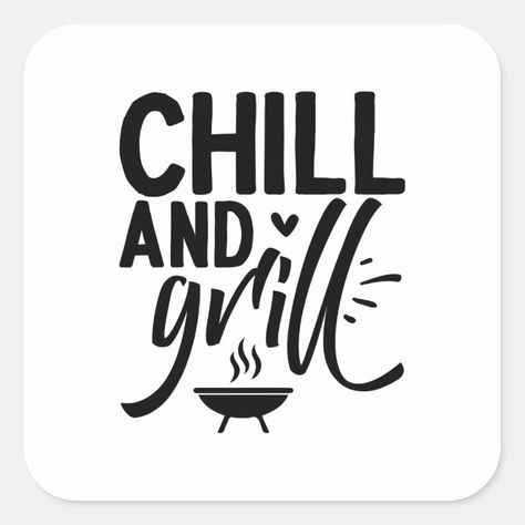 Chill and Grill Square Sticker - Barbecue gift wrap Gift Wrap, Grilling, Gift Wrapping, Created By, Square, Stars, Gifts