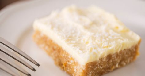 No refined sugar, no gluten and no dairy means this recipe takes away all the bad stuff without sacrificing any of that iconic zesty lemon flavour. Lemon Biscuits, Coconut Slice, Lemon Coconut, Slices Recipes, Cake Bars, Incredible Recipes, Lemon Bars, Orange Cake, Lemon Slice