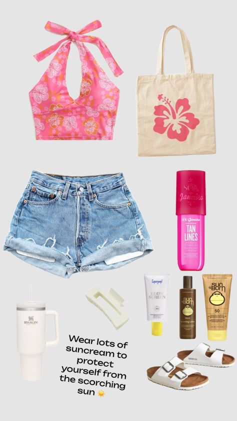 Cute Summer Outfits Beach Vibes, Hawian Day School Outfits, Beach Day Theme Outfit School, Beachy Vacation Shorts, Beachy Shorts For Beach Season, Beachy High-waisted Shorts For Beach Season, Summer Outfits Beach, Beach Bash, Outfit School