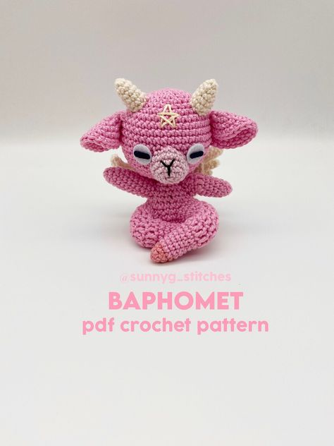 Kawaii Baphomet Crochet Pattern PDF in English Baphomet Amigurumi Pattern Free, Baphomet Amigurumi, Crochet Pattern Written, Crochet Pour Halloween, Crochet Unique, Confection Au Crochet, Quick Crochet Patterns, Kawaii Crochet, Crochet Design Pattern