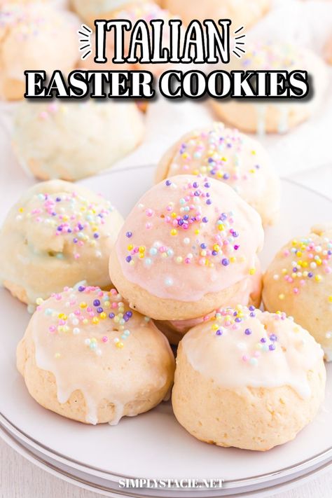 A plate of Italian Easter Cookies. Italian Easter Cookies, Easter Cookie Recipes, Simply Stacie, Coconut Tart, Italian Cookie, Italian Easter, Italian Cookie Recipes, Easter Sugar Cookies, Candied Sweet Potatoes