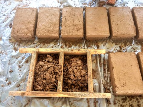 Corbelling Brick, Adobe Bricks How To Make, Adobe Brick Wall, How To Make Bricks, Make Your Own Bricks, Adobe Brick House, Making Bricks, Desert Homestead, Adobe Brick