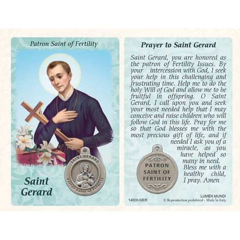 Healing Saint - St Gerard Card with Medal – Lumen Mundi St Gerard Prayer Pregnancy, St Gerard Prayer, Catholic Lifestyle, Fertility Prayer, Saint Gerard, True Education, St Gerard, St Dymphna, Prayer For Baby