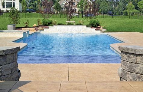 30 Awesome Zero-Entry Backyard Swimming Pools (i.e. Beach Entry) Zero Entry Rectangular Pool, Pool Scaping, Rectangle Pools, Florida Pools, Walk In Pool, Storybook Village, Blue Haven Pools, Epic Pools, Zero Entry Pool