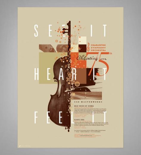 Design for Charleston Symphony Orchestra by J Fletcher Design Poster Konser, Graphics Portfolio, Advertisement Poster, Graphic Design Collection, 타이포그래피 포스터 디자인, Info Graphic, Music Poster Design, Graphic Projects, Design Paper