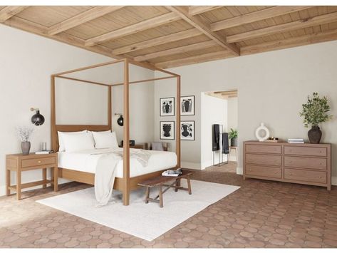 Wood canopy bed