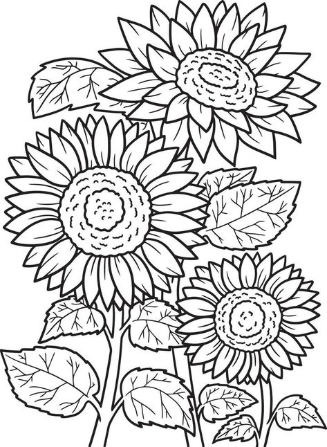 Sunflower Coloring, Sunflower Tree, Fall Coloring Sheets, Sunflower Coloring Pages, Printable Flower Coloring Pages, Sunflower Drawing, Sunflower Colors, Tree Coloring Page, Pen Art Drawings