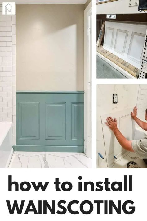 How To Install Wainscoting Panels, How To Install Wall Paneling, How To Install Wainscoting, Wainscoting Ideas Bathroom, Wainscoting Wall Paneling, Half Wall Ideas, Wainscoting Wall, Installing Wainscoting, Faux Wainscoting