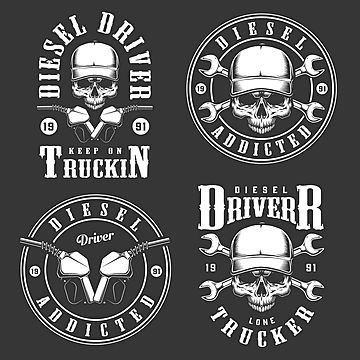 of vintage truck drivers emblems,drivers,art,monochrome,hat,gun,drawing,emblems,silver,black,transportation,person,badge,driver,heavy,logotype,skeleton,illustration,transport,logo,vintage,face,cap,white,character,design,skull,vector,emblem,head,gasoline,dead,wrench,bone,disel,truck,job,trucker,mechanic,collection,of,shipping,gas White Character Design, Transport Logo, Women Truck Driver, Mechanics Logo, Female Trucks, Face Cap, Diesel Mechanics, Skeleton Illustration, Vintage Airplanes