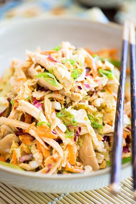 Highly nutritious, filling and satisfying, this Shredded Chicken Salad has a delicious Asian flavor profile that'll have you coming back for more! 12 Tomatoes Sesame Chicken Salad, Sesame Chicken Salad 12 Tomatoes, Everyday Meals Dinners, Shredded Chicken Salad Recipe, Chicken Salad Recipe Healthy, Sesame Chicken Salad Recipe, Shredded Chicken Salad, Sesame Chicken Salad, Shredded Chicken Salads