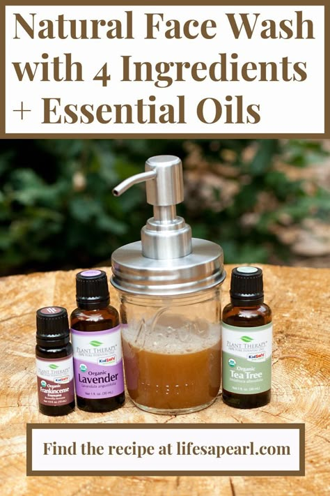 Essential Oil Face Wash Recipe, Diy Facial Wash With Essential Oils, Homemade Face Wash For Acne, Natural Face Wash Homemade, Diy Face Wash Daily, Diy Natural Face Wash, Face Wash For Combination Skin, Essential Oils Face Wash, Face Wash Diy