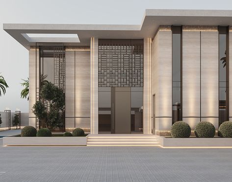 Design Modern Villa In Dubai на Behance Majles Design, تصميم دورة مياه, New Classic Villa, Luxury Houses Entrance, Bedroom Interior Design Luxury, Design Villa, Modern Villa Design, Event Hall, Modern House Facades