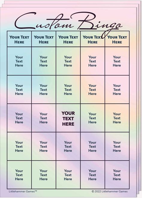 Custom Bingo Set - Holographic Printable Game Cards - 325 Pastel Rainbow Background, Fun Games To Play, Bon Voyage Party, Free Bingo Cards, Bingo Template, Bingo Set, 90s Party, Make A Game, School Reunion