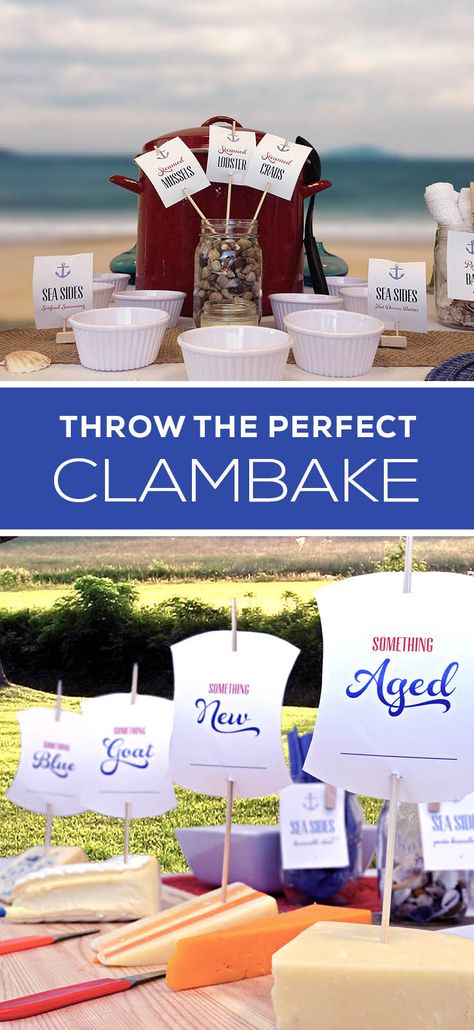 Throw the Perfect Summer Clambake | Fun Summer Parties #summer #parties #fun Clam Bake Party Decorations, Backyard Clam Bake Party Ideas, Clambake Party, Clam Bake Party, Clam Bake, Diy Activities, Outdoor Party, Summer Parties, Backyard Fun