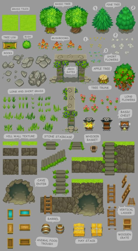 "Untold legacy" game art - list #1, "Mountain Village" on Behance Pixel Art Game Assets, Sidescroller Art, Tileset Pixel Art, Pixel Art Tileset, Pixel Platformer, How To Pixel Art, Pixel Art Landscape, Game 2d, Piskel Art