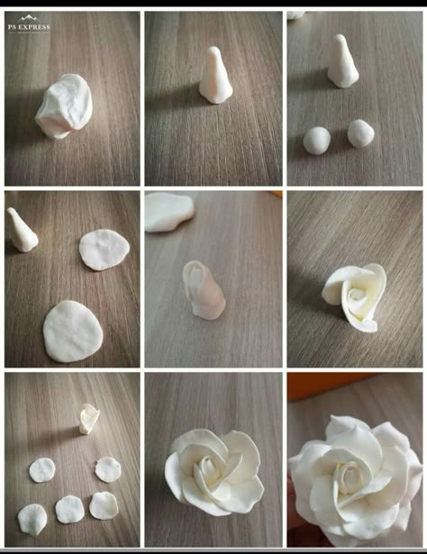 Making Flowers From Air Dry Clay, 2d Ceramic Art, Ceramic Flowers How To Make Step By Step, Air Dry Clay Flowers Diy, Handmade Clay Flowers, How To Make Ceramic Flowers Tutorials, Flowers Made Out Of Clay, Small Clay Flowers Diy, Flowers Out Of Clay