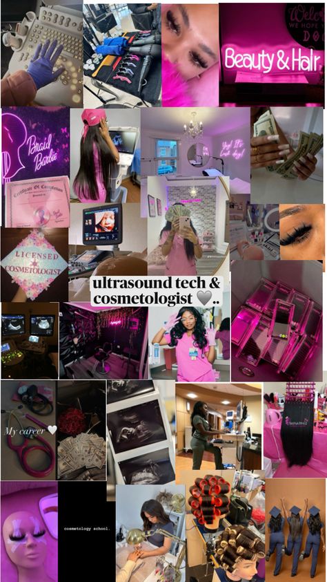 ultrasound tech & cosmetologist Travel Ultrasound Tech, Ultrasound Tech School, Ultrasound Tech Graduation Pictures, Sonographer Aesthetic, Ob Sonography, Ultrasound Technician Aesthetic, Sonography Aesthetic, Ultrasound Gender Prediction, Cosmetologist Aesthetic