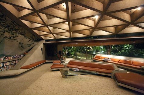 Triangle Ceiling Goldstein Residence, John Lautner, Mid Century Architecture, Amazing Buildings, The Big Lebowski, Brutalism, Mid Century House, Green Design, Ceiling Design