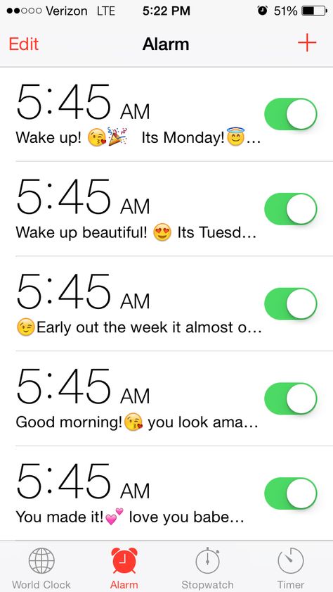 Be in a positive mood when you read your morning wake up alarm?!?! Best idea I ever did #hacks Funny Alarms, Alarm App, Morning Routine School, Derek Morgan, School Morning, World Clock, School List, Positive Mood, Routine Planner