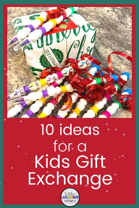 Classroom Christmas party ideas for kids | Ideas for a Gift Exchange for kids Kids Christmas Party Ideas For School Stocking Stuffers, Kindergarten Classroom Christmas Gifts, Classroom Christmas Gift Exchange Ideas, Student Gift Exchange Ideas, 3rd Grade Class Christmas Gifts, Christmas Party Ideas For Kindergarten, Christmas Class Gifts For Kids Friends, Kids Christmas Exchange Ideas, Class Gift Exchange Ideas