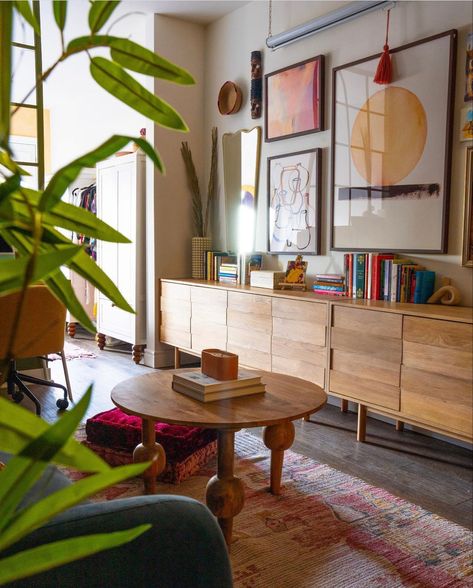 Studio Apartment Makeover, Alexandra Gater, Eclectic Studio, Colourful Eclectic, Apartment Makeover, Studio Fix, Media Unit, Apartment Interior, Small Space Living