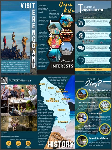 Example Of Brochure Design, Broucher Layout Design, Tourism Brochure Design Layout, Tourism Guide Design, Travel Broucher Design Creative, Tour Brochure Design, Travel Pamphlet Design, Brochures Design Creative, Creative Brochure Design Ideas Layout