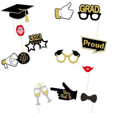 25pcs/set Selfie Photo Booth Props Graduation Party Decor Bachelor Cap Holder with Stick Class For Photo Booth Props Graduation, Selfie Photo Booth, Graduation Photo Booth Props, Graduation Photo Booth, Cap Holder, Graduation Photography Poses, Graduation Photography, Booth Props, Graduation Party Decor