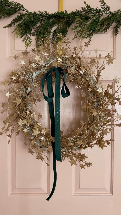 6ft. Metallic Star Garland by … curated on LTK Star Garland Christmas Tree, Star Christmas Garland, Diy Star Garland Christmas, Christmas Wreath Aesthetic, Nye Wreath, Christmas Star Decor, Ribbon On Garland, Nye Garland, Apartment Door Christmas Decor