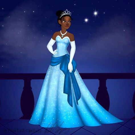 Princess Tiana Blue Dress, Tiana Blue Dress, Tiana And Naveen, Princess Tiana, Princess Gown, Disney Fan, Disney Fan Art, Lily Pads, Blue Dress