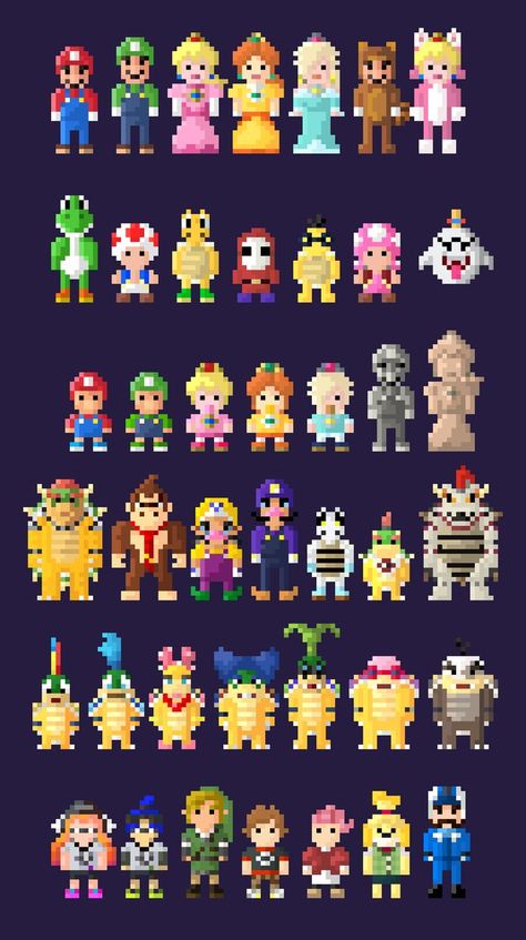 Mario 8 Bit Pixel Art, Mario 8 Bit, Pixel Art Mario, Mario Kart 8 Deluxe Characters, Paper Mario Color Splash, Mario Kart Starting Line, Mario Kart Characters, Hama Beads Mario, Pikachu Wallpaper Iphone