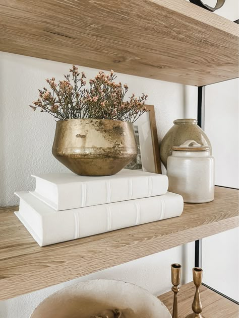 Shop Handcrafted Linen Book and other curated products on LTK, the easiest way to shop everything from your favorite creators. Shelves Decor, Floating Shelf Decor, Shelf Decor Living Room, Styling Shelves, Staging Ideas, Decorating Bookshelves, Room Shelf, Countertop Decor, Interior Design Courses