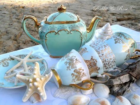 Sea Glass Inspired Tea Party Giveaway Photography, Creative Quotes, Cottage By The Sea, Cuppa Tea, Seaside Cottage, Sea Witch, Teapots And Cups, Rose Vintage, My Cup Of Tea