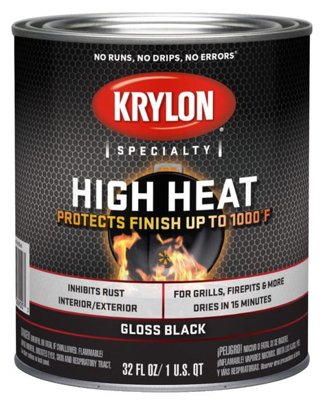 Krylon High Heat Brush-On Paint | SherwinWilliams High Heat Paint, Krylon Spray Paint, Black Brick Wall, Painted Brick Fireplaces, Paint Fireplace, Black Spray Paint, Premium Colors, Paint Stain, Enamel Paint