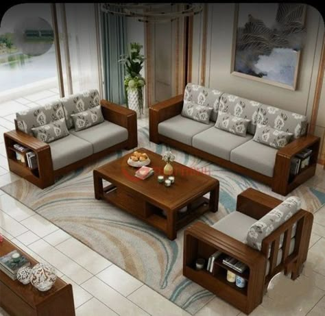 Sofa Design Wood, Wooden Sofa Set Designs, Hiasan Bilik Tidur, Wooden Sofa Designs, Corner Sofa Design, Modern Sofa Set, Modern Sofa Designs, Sofa Bed Design, Living Room Sofa Set