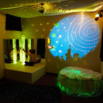 Sensory Rooms Ideas, Sensory Room Small Space, Small Sensory Room, Calming Sensory Room, Snoezelen Room, Sensory Room Ideas, Sensory Tubs, Sensory Lights, Multi Sensory