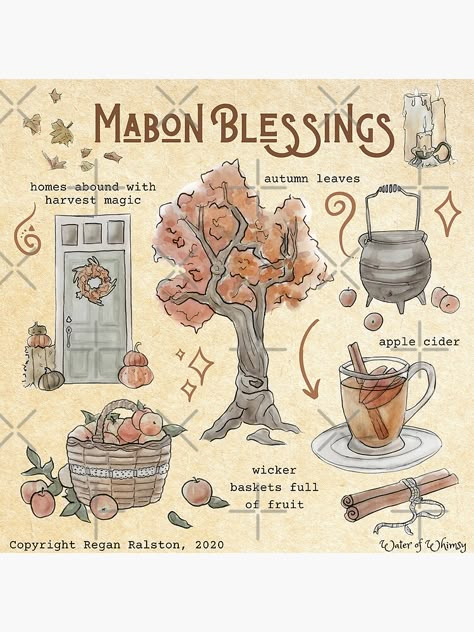 "Mabon Blessings Illustration in Watercolor" Art Print by WitchofWhimsy | Redbubble Water Of Whimsy, Witchcraft Stuff, Wiccan Sabbats, Whimsy Art, Magia Das Ervas, Wiccan Magic, Full Of, Eclectic Witch, Wiccan Spell Book