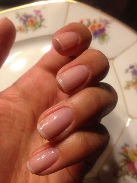 Shellac gel manicure. Clearly pink with grapefruit sparkle. Clear Gel Manicure Natural, Natural Nails Manicure Polish, Clear Shellac Nails, Clear Gel Nails Natural Short, Super Short Gel Nails Natural, Clear Gel Manicure, Shellac Nail Polish Colors, Pink Shellac Nails, Pink Shellac