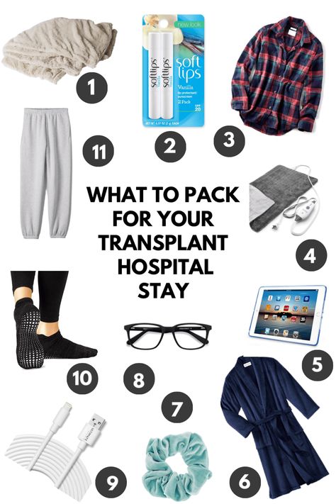 What to pack for your transplant surgery hospital stay | Surgery Packing List | Transplant Packing List | Hospital Packing List | www.meghanmakingmoves.com Hospital Packing List Surgery, Surgery Hospital Bag Checklist, Surgery Bag Checklist, Packing For Hospital Surgery, What To Pack For Hospital Surgery, Hospital Bag For Surgery, Long Hospital Stay Tips, What To Pack In Hospital Bag For Surgery, Pack For Hospital Stay