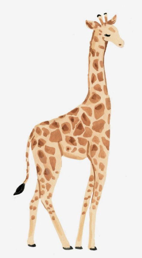 Animated Giraffe Drawing, Giraffe Painting Ideas, Watercolour Giraffe Easy, Girrafe Aesthetic Drawing, Giraffe Drawing Simple, Jungle Animal Drawings, Giraffe Reference, Drawing Of Giraffe, Baby Giraffe Drawing