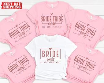 ChicabiCustomShirts - Etsy Bridal Tee Shirts, Bridal Tshirts Design, Bridesmaid Tshirts Ideas Bachelorette, Bachelorette Tshirt Ideas Bridal Parties, Bridal Shirts Ideas, Bride Tribe Ideas, Bachelorette Matching Shirts, Bachelorette Matching, Funny Bachelorette Shirts