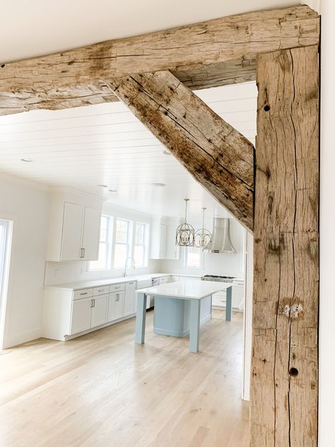 Rustic Beam Doorway, Wall Opening Between Rooms Wood Beams, Adding A Beam For Support, Barnwood Beams Ceiling, Wood Beams On Slanted Ceiling, Cottage Ceiling Beams, Modern Beams Ceiling, Rustic Beams Ceiling, Vaulted Shiplap Ceiling