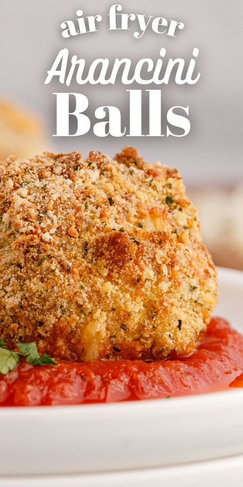 Air Fryer Arancini Balls - Sweet CS Designs. Rice Balls Recipe Air Fryer, Chicken Arancini Balls, Air Fried Rice Balls, Arancini Balls Air Fryer, Italian Rice Balls Recipe Air Fryer, Air Fryer Appies, Gluten Free Arancini Balls, Arancini Recipe Air Fryer, Air Fryer Croquettes