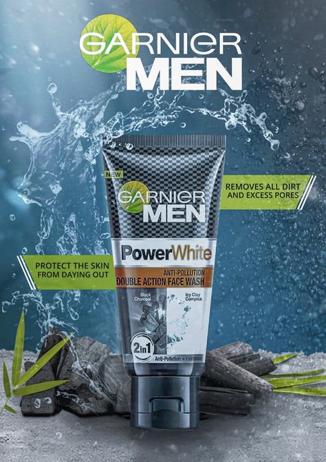 Face Wash Photography Products, Face Wash Poster Design, Face Wash Social Media Post, Face Wash Creative Ads, Face Wash Packaging Design, Face Wash Ads, Garnier Face Wash, Man Deodorant, Skincare Poster