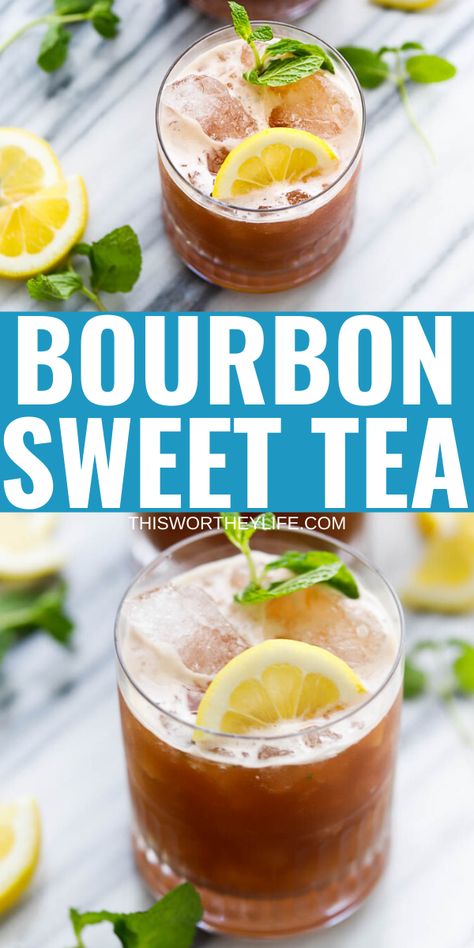 Summer Bourbon Drinks, Burbon Drinks, Bourbon Sweet Tea, Bourbon Mixed Drinks, Sweet Tea Cocktail, Bourbon Drinks Recipes, Whiskey Drinks Recipes, Bourbon Cocktail Recipe, Bourbon Recipes