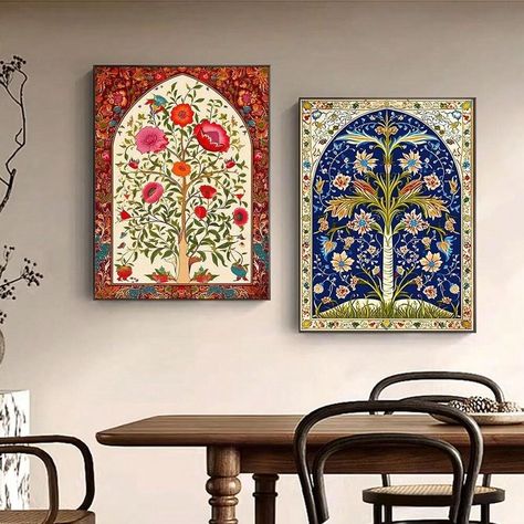 2pcs/Set Canvas Printed Arabic Calligraphy & Islamic Floral Artwork Posters, Traditional And Modern Creative Art Style, Wall Art Decoration, Suitable For Bathroom, Office, Studio, Dormitory Wall Decor, Living Room, Bedroom, Entrance, Desk, Sofa Background Wall Decorative Painting, Replacing The Picture Core, Without Frame, Perfect Ideal Gift, Home Decoration, Pvc Hard Tube Safe Packaging. | SHEIN South Africa Arabic Calligraphy Painting, Calligraphy Islamic, Design Pattern Art, Persian Art Painting, Bedroom Entrance, Arabic Art, Calligraphy Painting, Graphic Tshirt Design, Bathroom Office