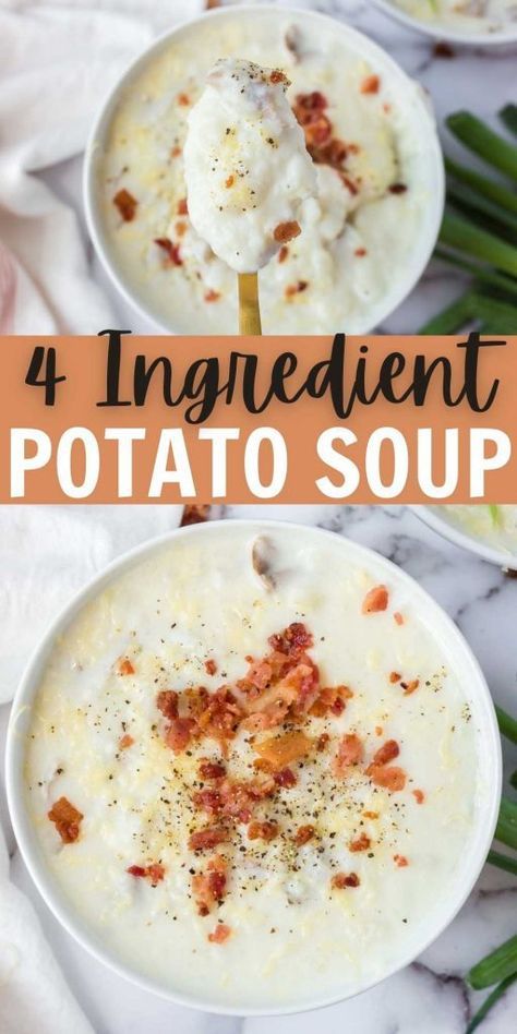 Eating On A Dime Potato Soup, Crockpot Red Potato Soup Easy Recipes, 5 Ingredient Potato Soup, Three Ingredient Potato Soup, Betty Crocker Potato Soup, Crockpot Potato Soup Without Cream Cheese, Yellow Potato Soup, Potato Soup With Dumplings Recipe, Potato Soup Old Fashioned