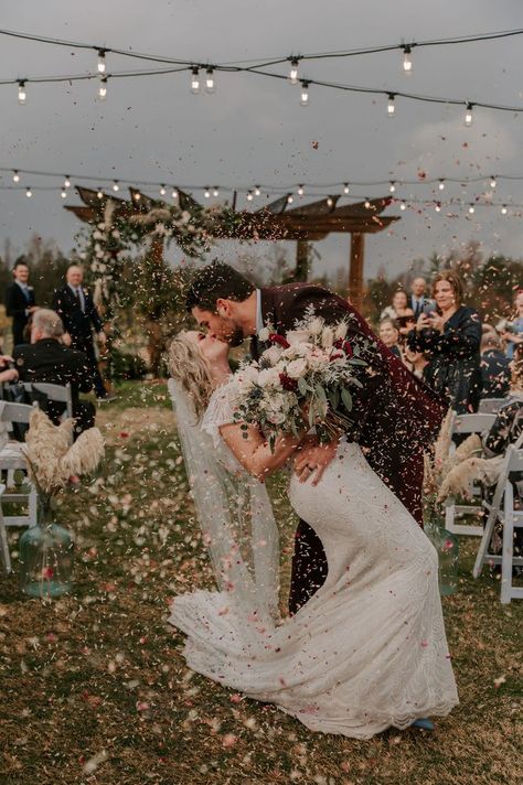 This was the perfect day for a fall wedding, not even the rain slowed down Josh + Brynna! Get inspired by ceremony rainy photos, fall wedding ceremony, rainy wedding photos, rainy wedding day, and North Carolina Wedding Mountain. Contact us to schedule your free in person or virtual tour at thespinningleaf.com! Photos taken by Daniselfphotography on Instagram Raining Forest, Vineyard Wedding Decor, Rain On Wedding Day, Rainy Wedding Photos, Elegant Boho Wedding, Rainy Photos, Fall Wedding Venues, Forest Wedding Venue, Rainy Wedding Day