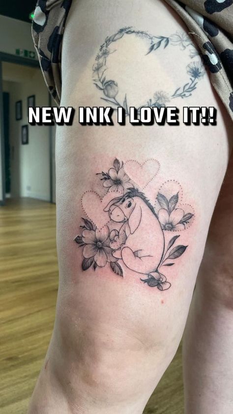 Eeyore Tattoo, Winnie The Pooh Tattoos, Fandom Tattoos, Hip Thigh Tattoos, New Tattoo Designs, Forearm Tattoo Women, Red Tattoos, Stylist Tattoos, My Tattoo